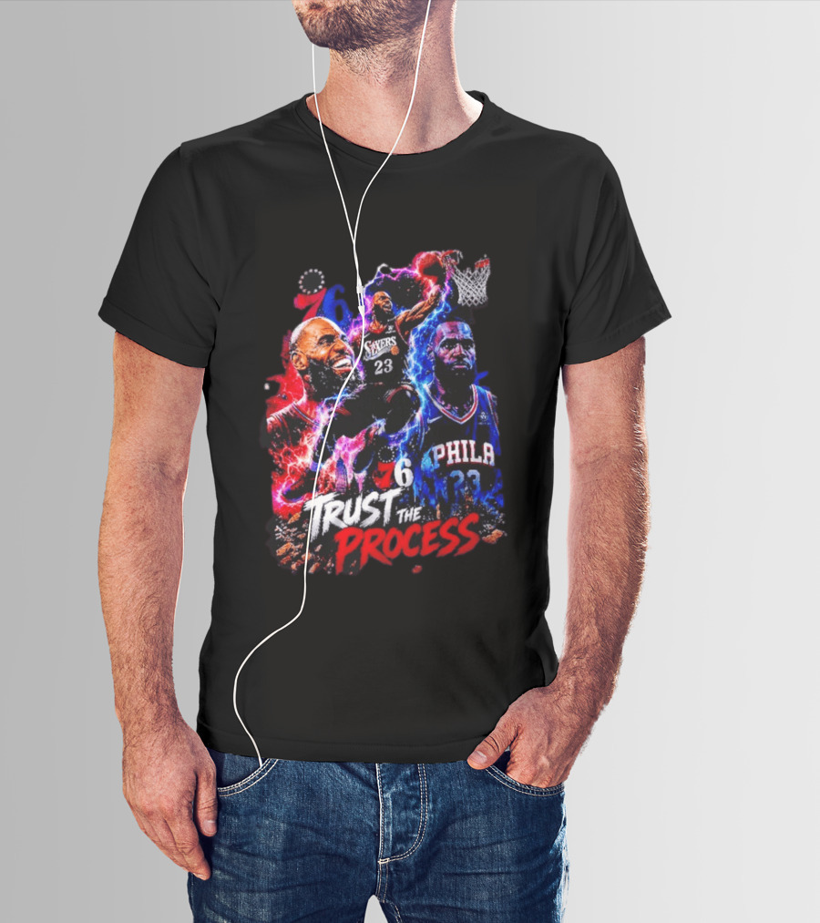 LeBron James Philadelphia 76ers 23 Trust The Process 76 Lightning Energy T-Shirt