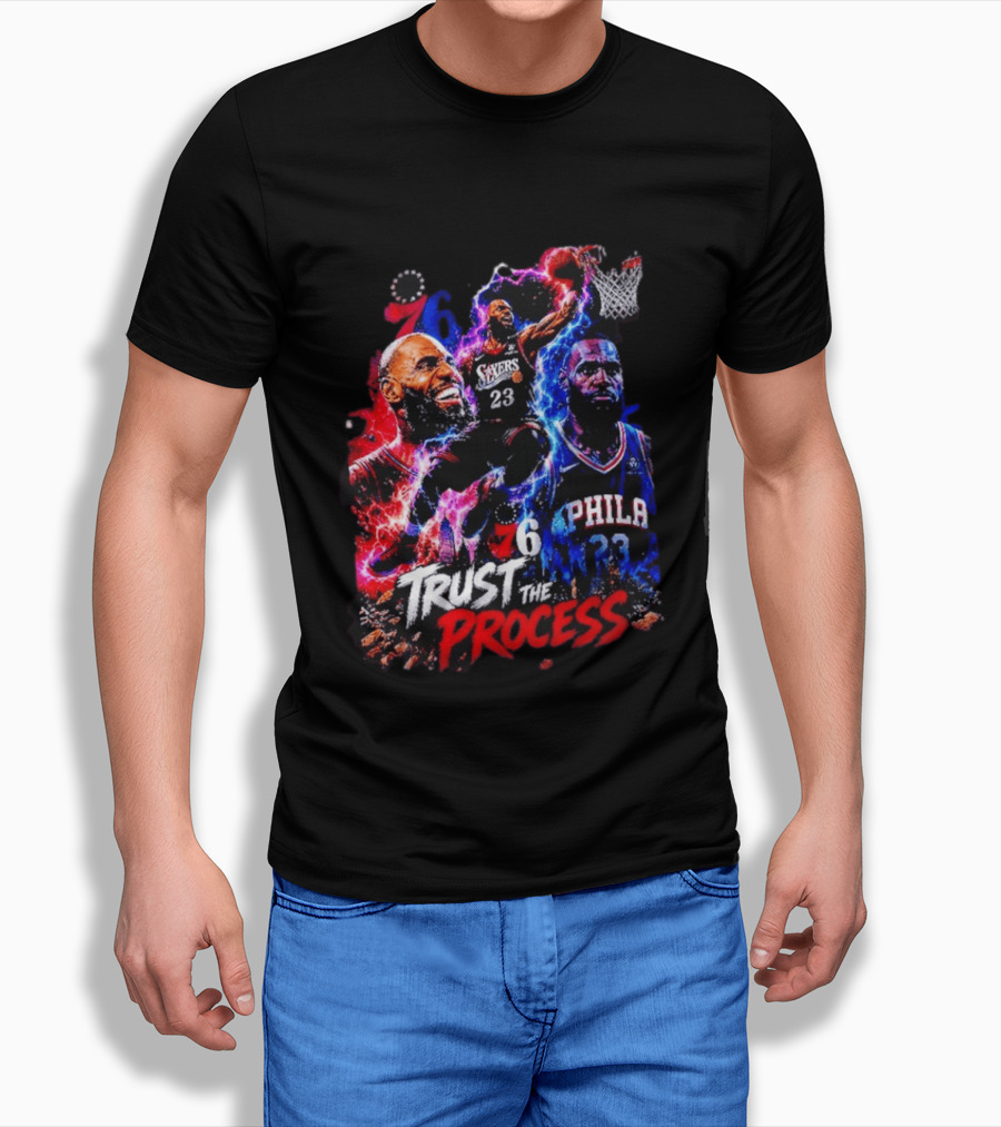LeBron James Philadelphia 76ers 23 Trust The Process 76 Lightning Energy T-Shirt