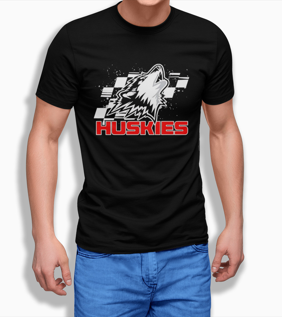 Huskies Howling Checkered Racing Flag T-Shirt