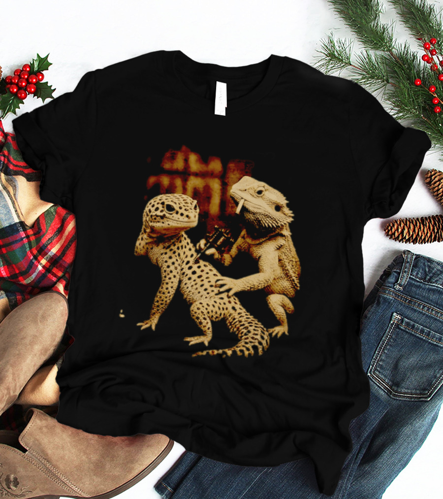 Leopard Gecko Tattoo By Bearded Dragon With Spray Paint Graffiti T-Shirt