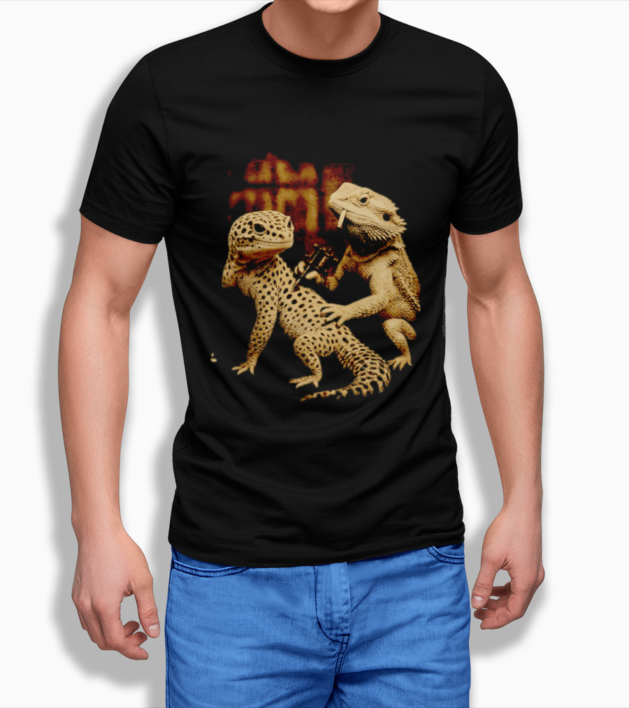 Leopard Gecko Tattoo By Bearded Dragon With Spray Paint Graffiti T-Shirt
