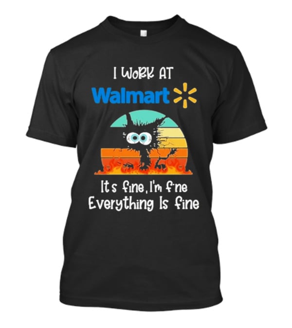 I Work At Walmart Its Fine Im Fine Everything Is Fine Emoji Wall Crack Puzzle T-Shirt