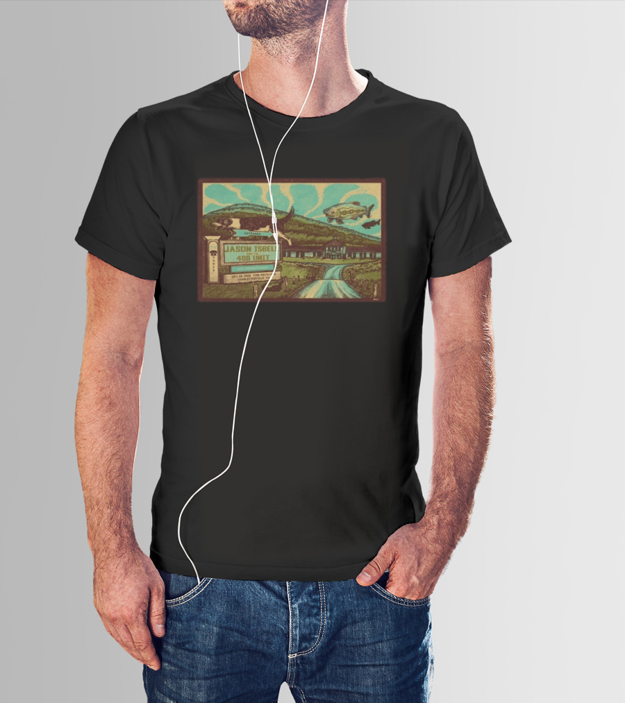 Jason Isbell And The 400 Unit July 26 2026 Ting Pavilion Charlottesville VA Concert With Dog Fish Farmhouse Scene T-Shirt