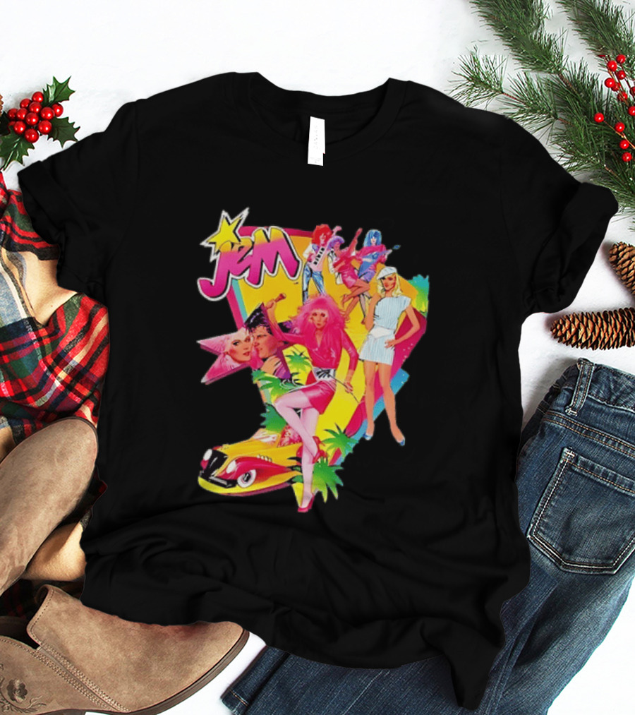 Jem 80s Cartoon Band Pop Music Star Singer Fashion Aesthetic Retro Characters T-Shirt