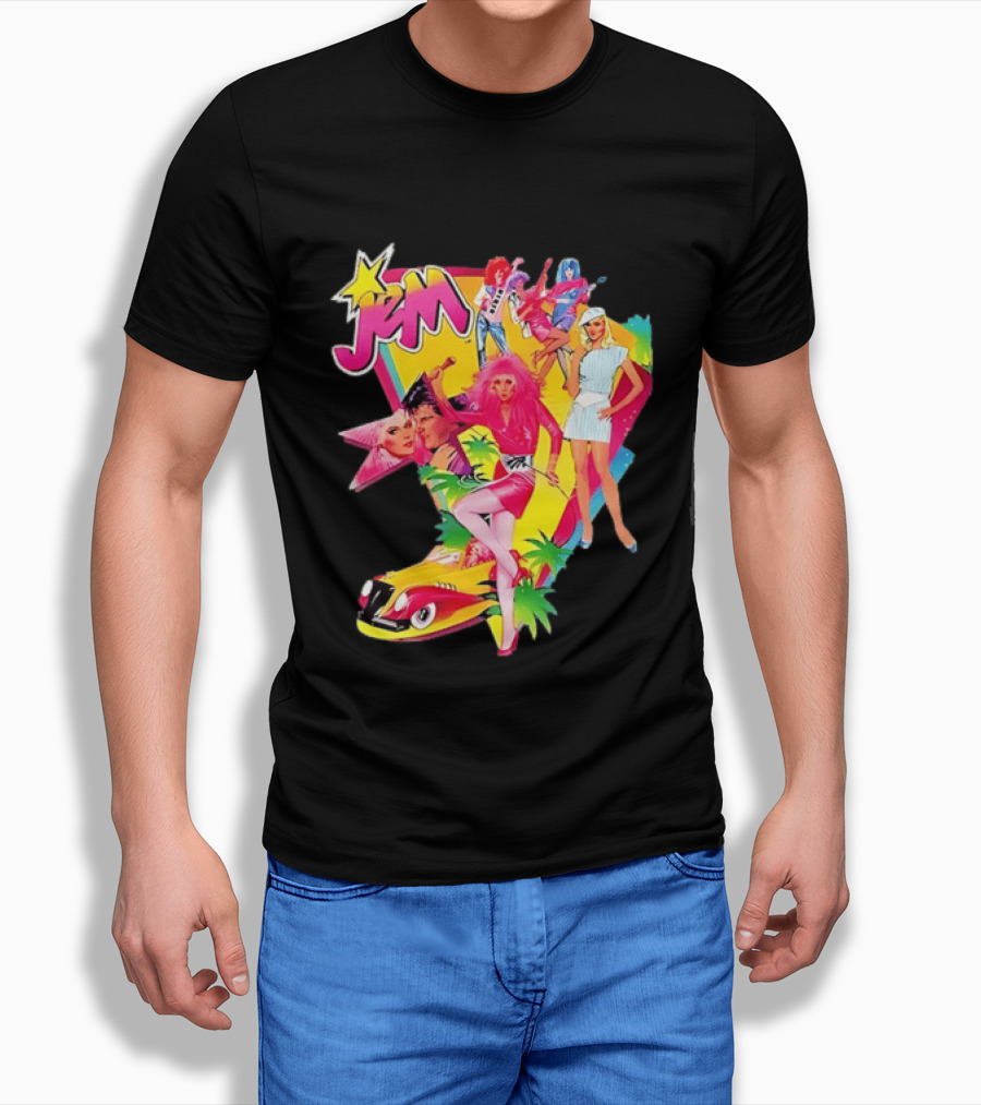 Jem 80s Cartoon Band Pop Music Star Singer Fashion Aesthetic Retro Characters T-Shirt