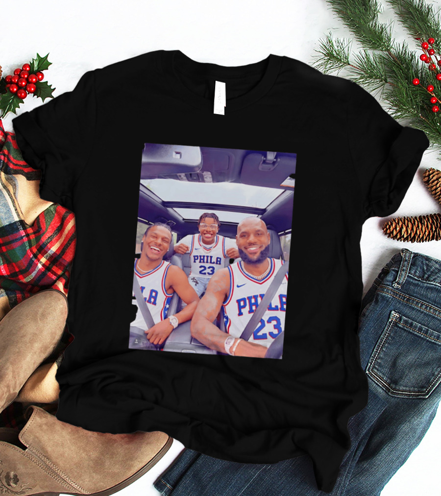 Phila 23 Lebron James Bronny James Philadelphia 76Ers Team Jersey T-Shirt