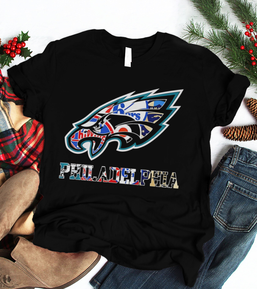 Philadelphia Eagles Phillies Flyers 76ers Team Mashup T-Shirt