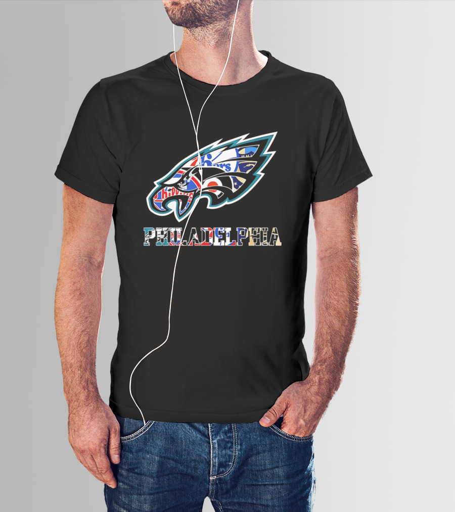 Philadelphia Eagles Phillies Flyers 76ers Team Mashup T-Shirt