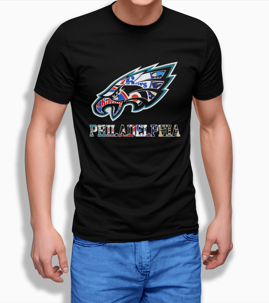 Philadelphia Eagles Phillies Flyers 76ers Team Mashup T-Shirt
