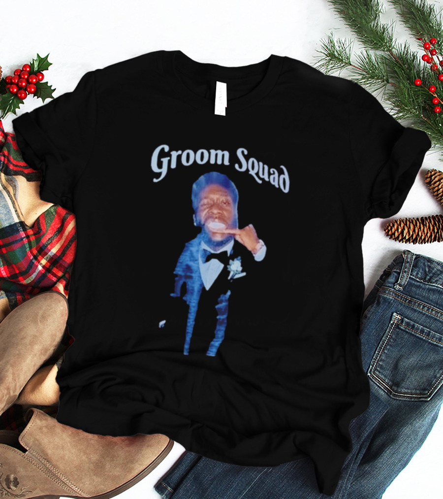 Groom Squad Tuxedo Finger Point Man T-Shirt