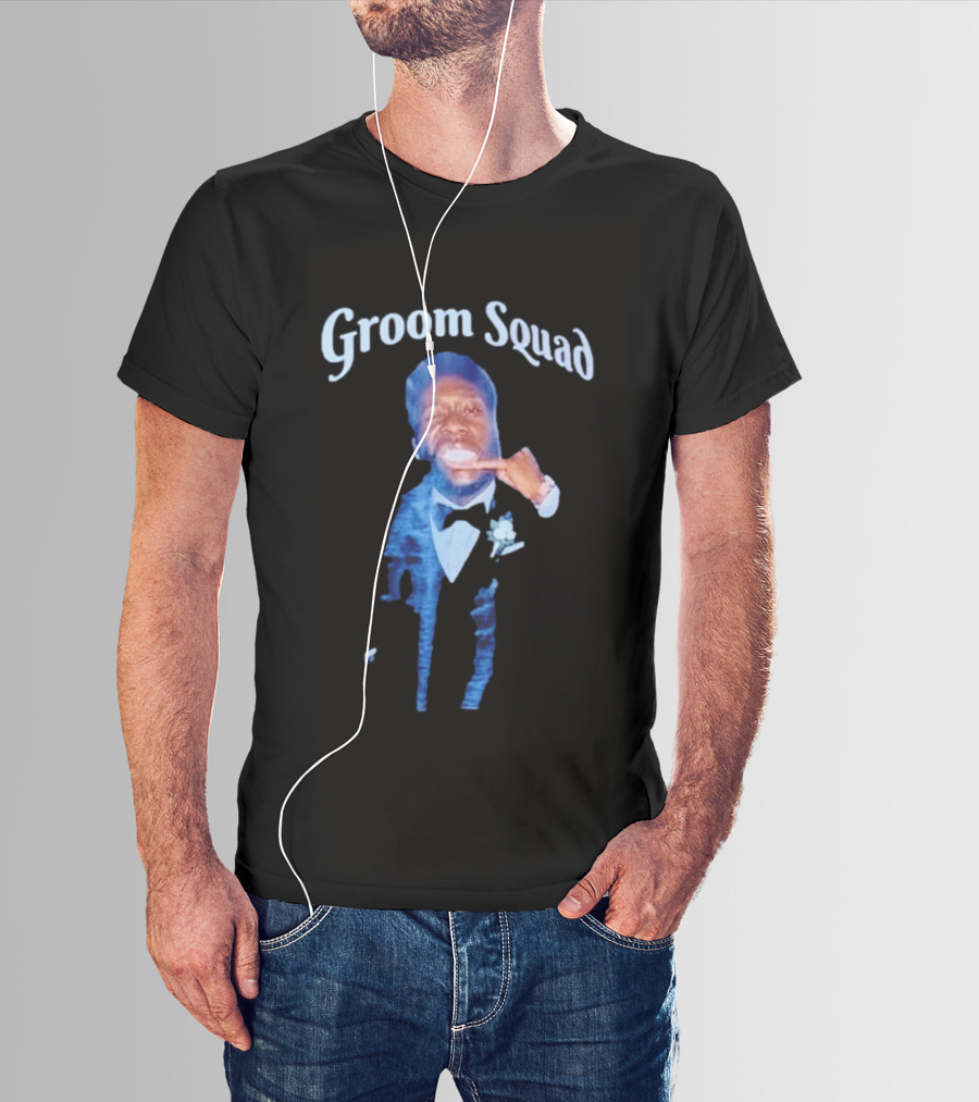 Groom Squad Tuxedo Finger Point Man T-Shirt
