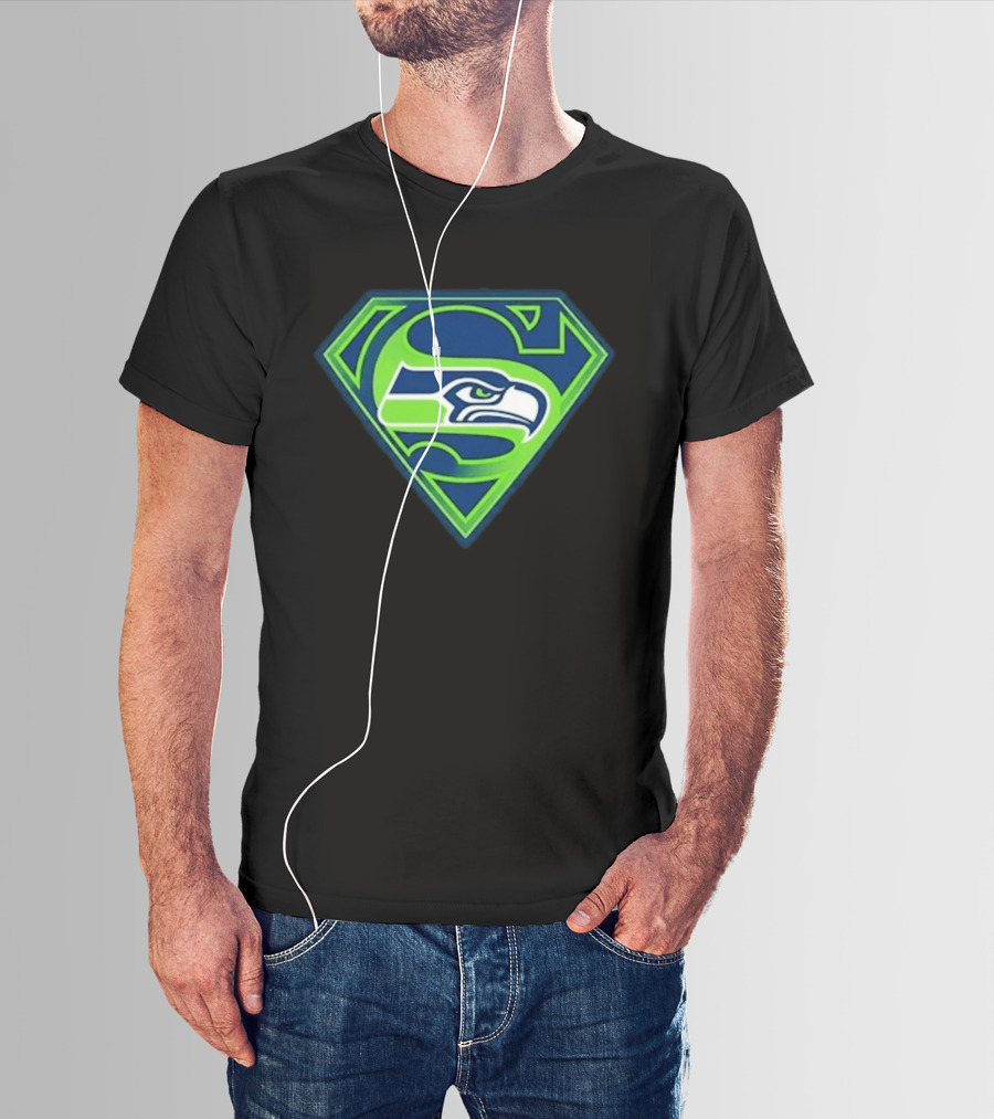 Seattle Seahawks Superman Logo S Symbol Fusion T-Shirt