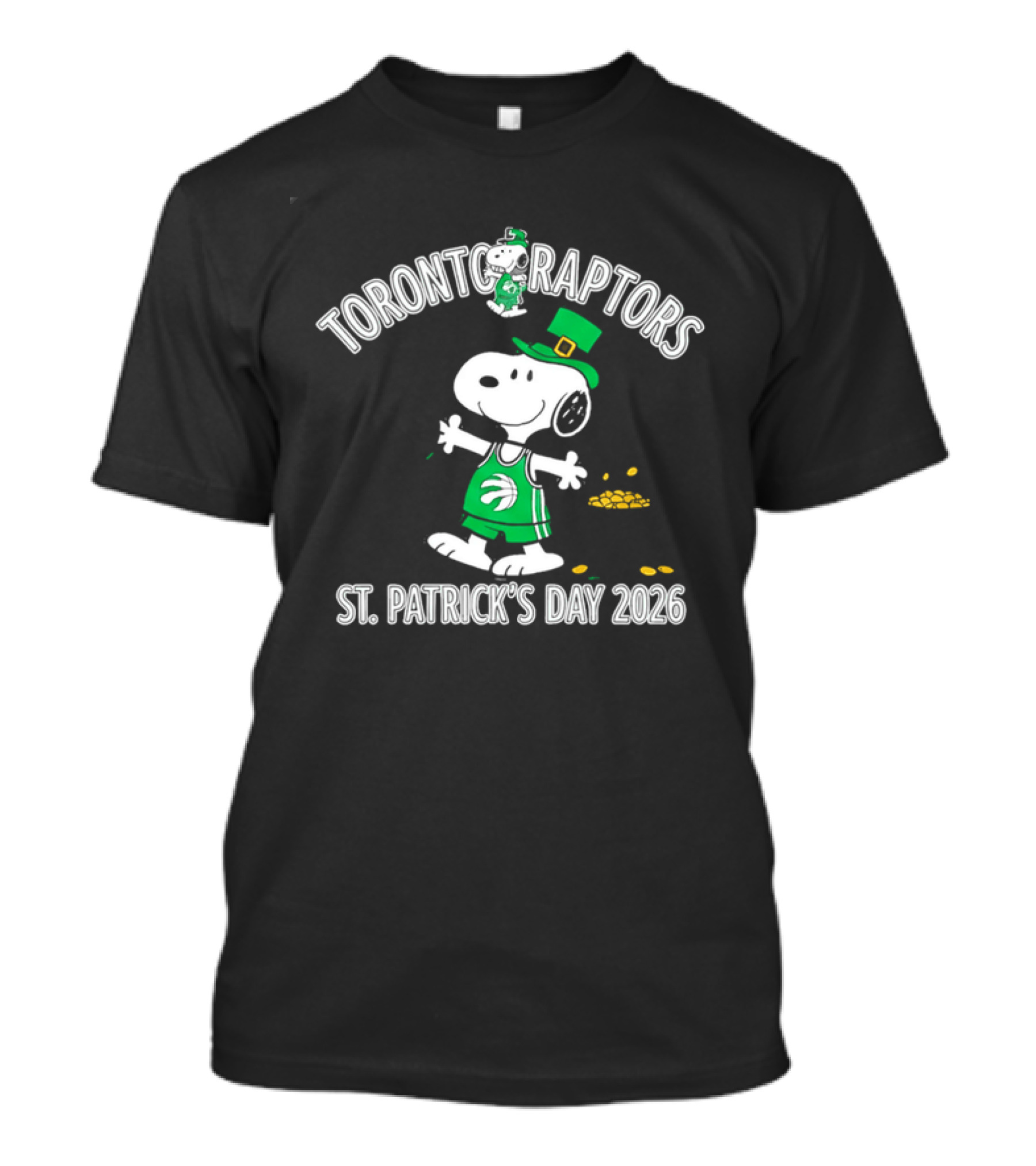 Toronto Raptors Snoopy St Patrick's Day 2026 Basketball Clover T-Shirt