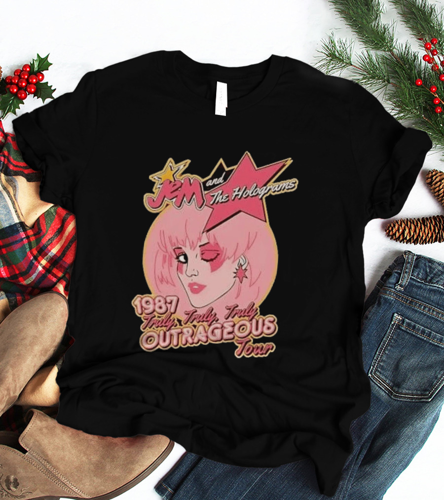 1987 Truly Outrageous Tour Jem And The Holograms Retro Pink Star T-Shirt