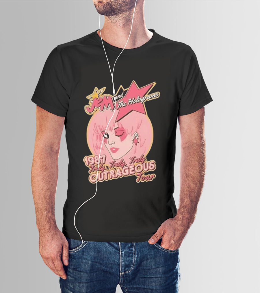 1987 Truly Outrageous Tour Jem And The Holograms Retro Pink Star T-Shirt