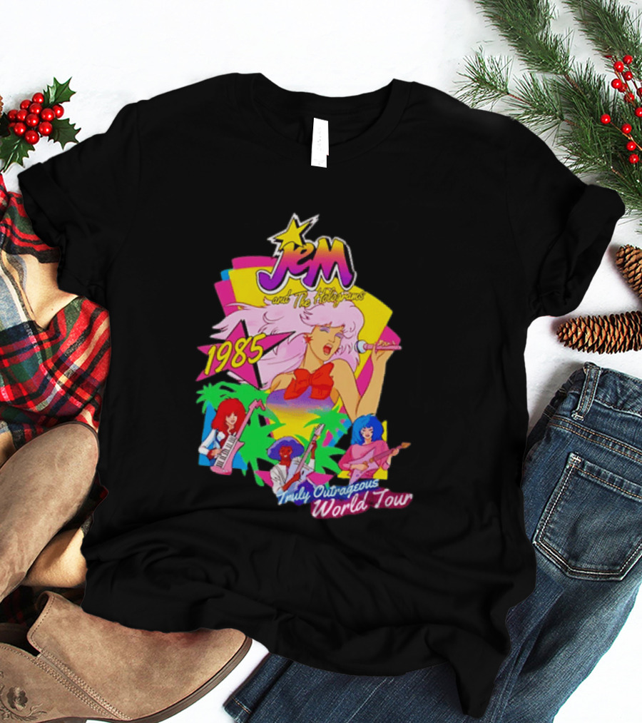 Jem And The Holograms 1985 Truly Outrageous World Tour Retro Concert Fan T-Shirt