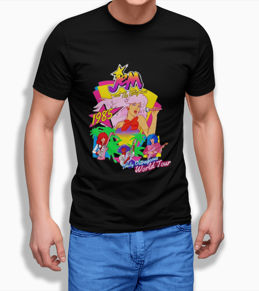 Jem And The Holograms 1985 Truly Outrageous World Tour Retro Concert Fan T-Shirt