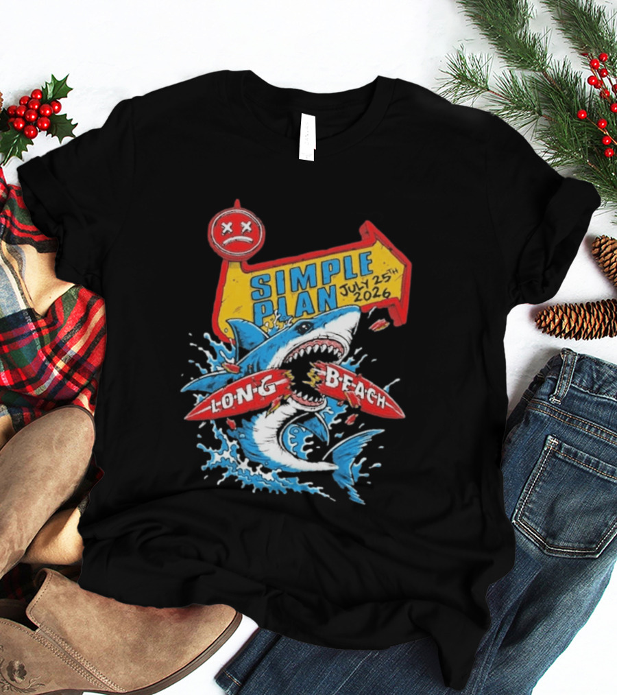 Simple Plan Shark Long Beach July 25 2026 T-Shirt
