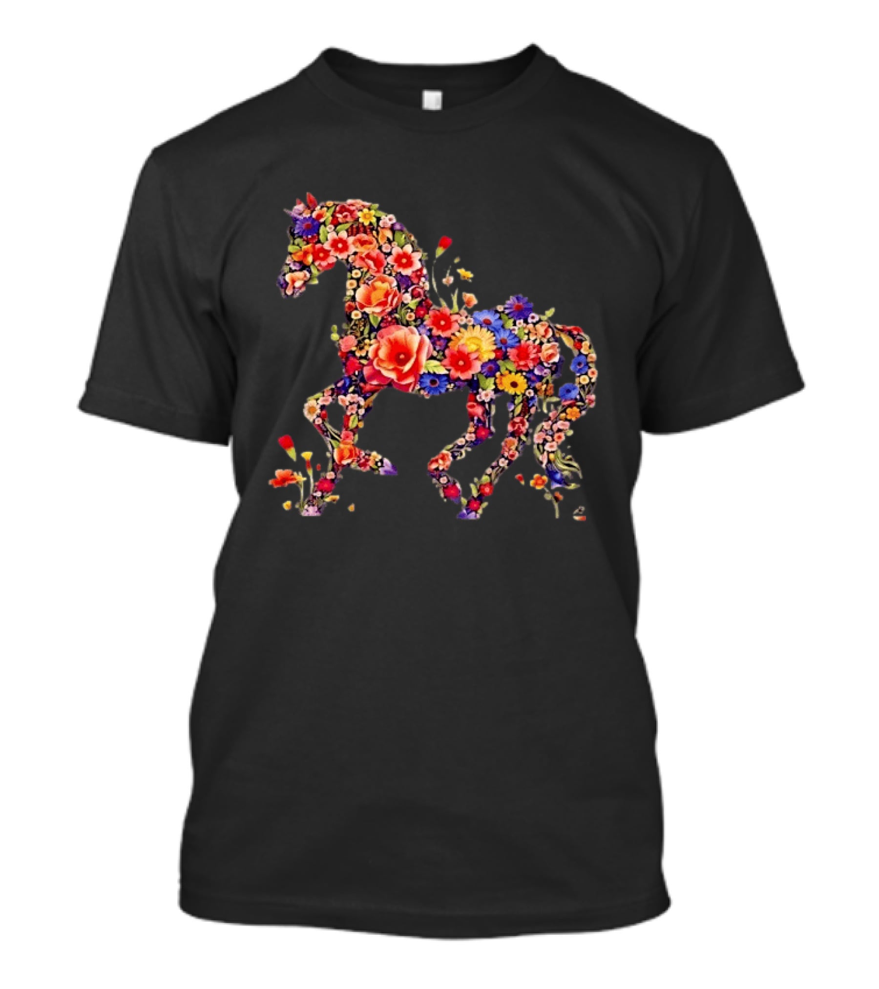 Unicorn Floral Blossoms Mythical Fantasy Animal Nature Garden Botanical T-Shirt