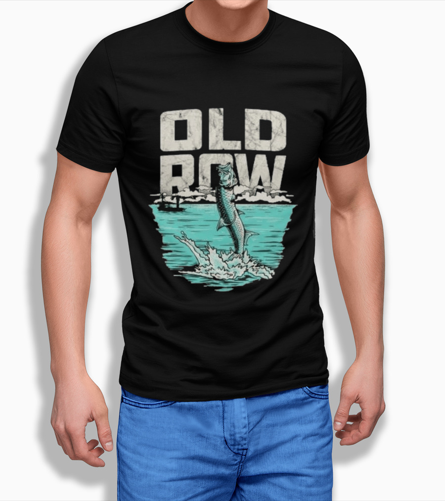 Old Row Tarpon Jumping Fishing Scene T-Shirt