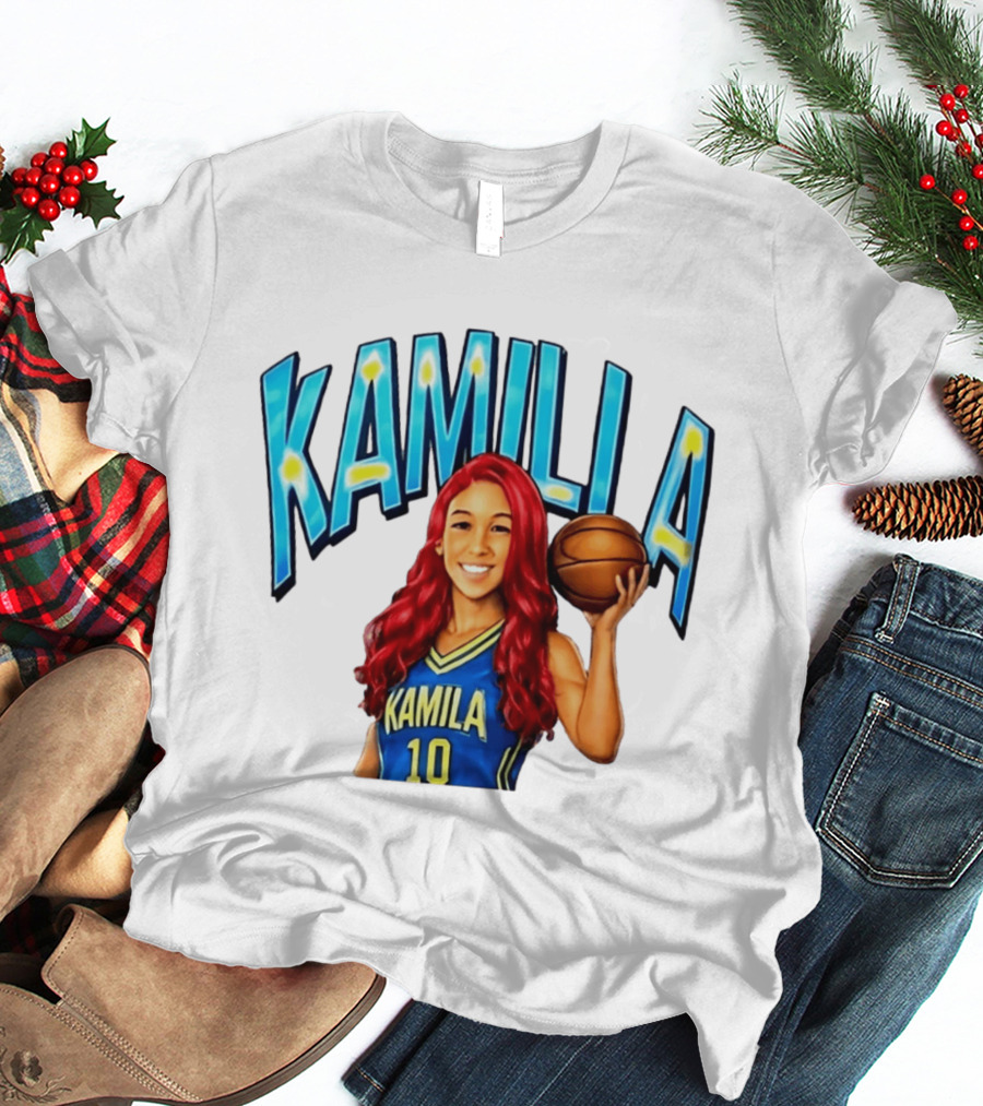 Kamilla Cardoso Basketball Art With Blue And Yellow Jersey T-Shirt