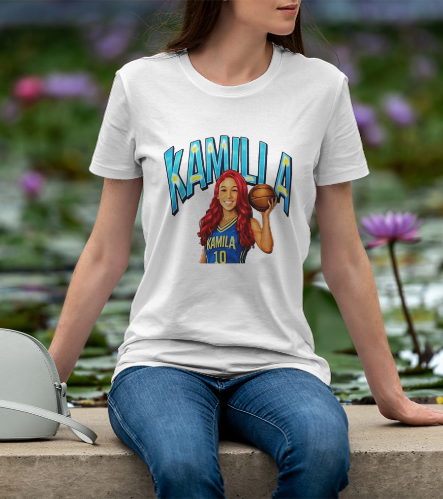 Kamilla Cardoso Basketball Art With Blue And Yellow Jersey T-Shirt