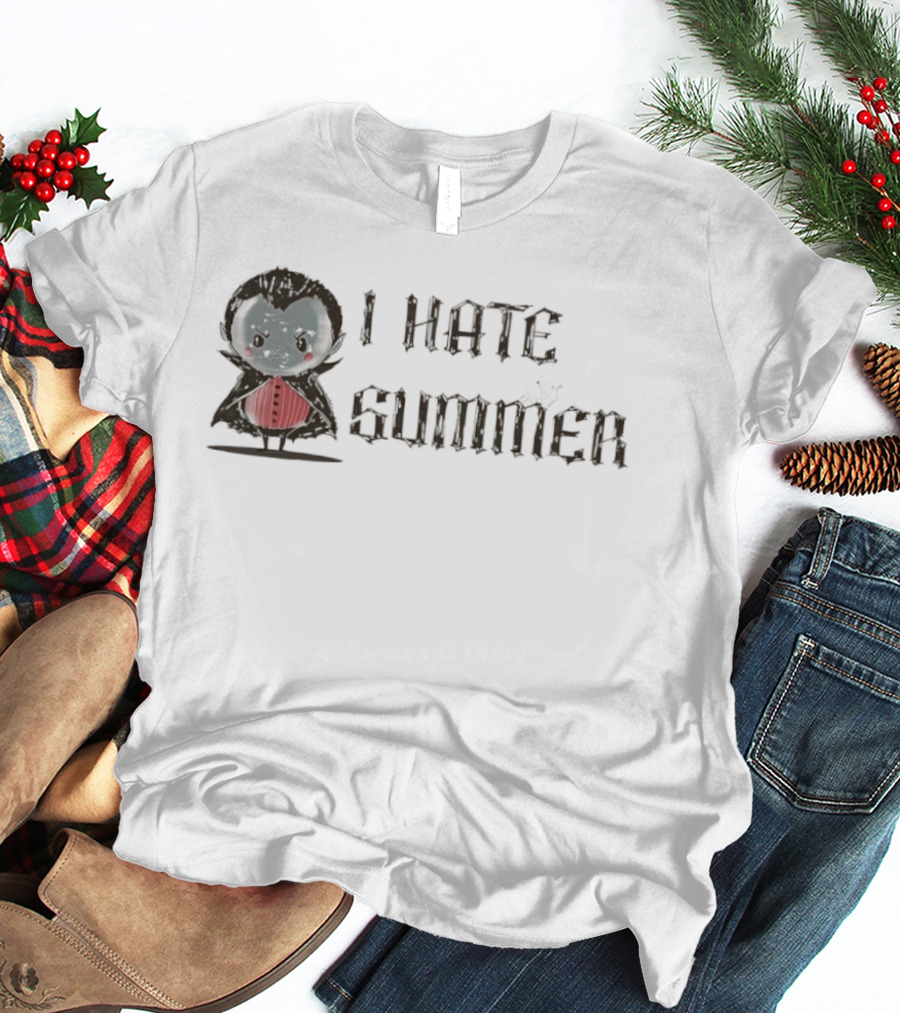 Dracula I Hate Summer Cute Vampire Comic T-Shirt