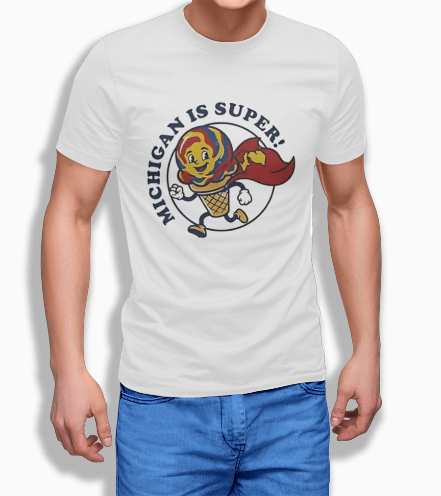 Michigan Is Super Superman Ice Cream Hero Cape Scoops T-Shirt