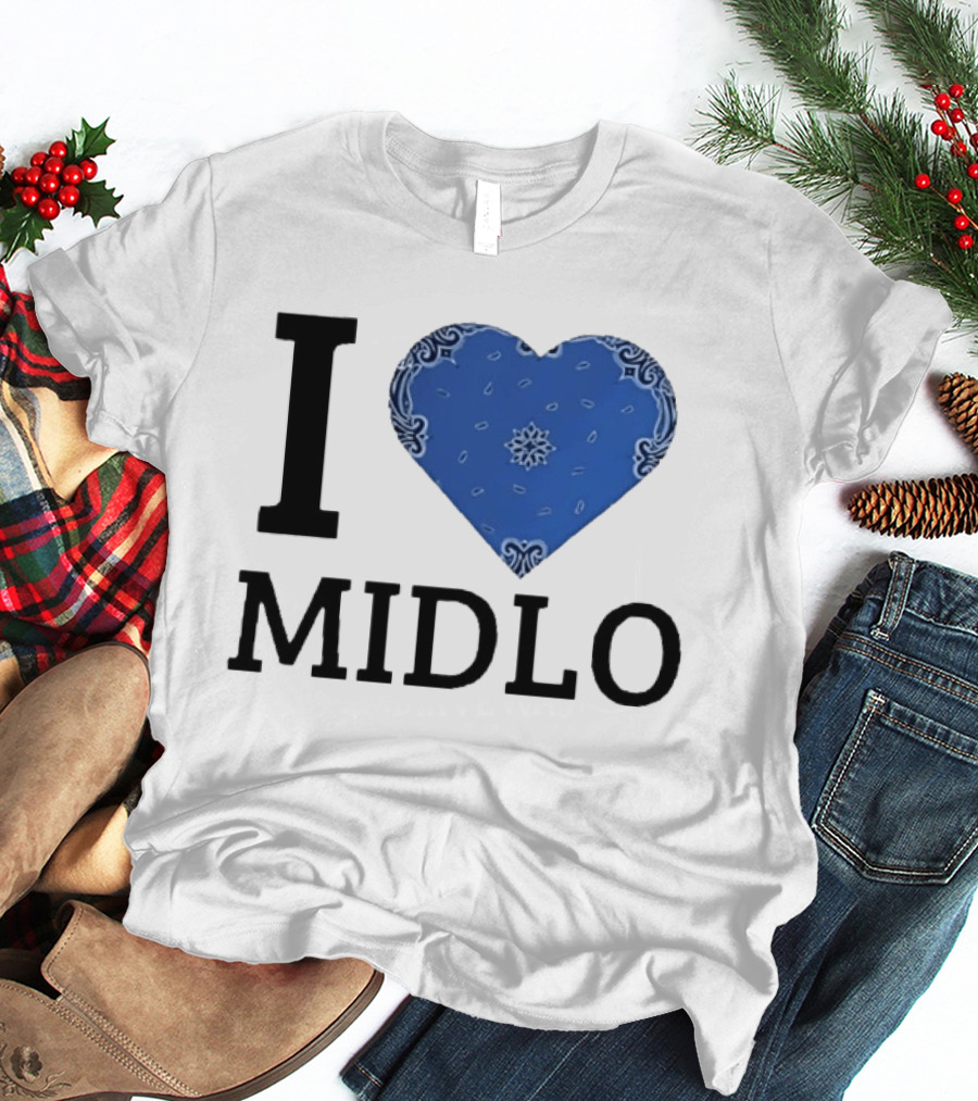 Midlo Love I Heart Blue Bandana T-Shirt