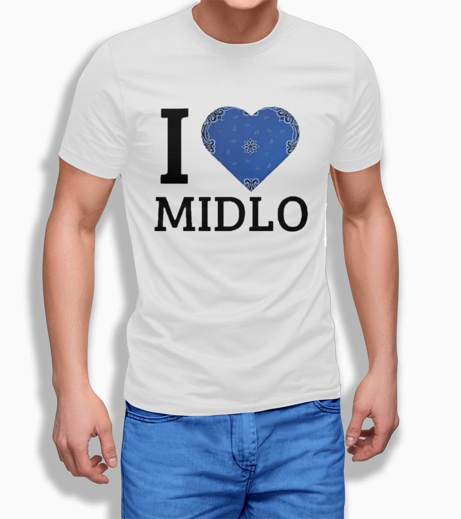 Midlo Love I Heart Blue Bandana T-Shirt