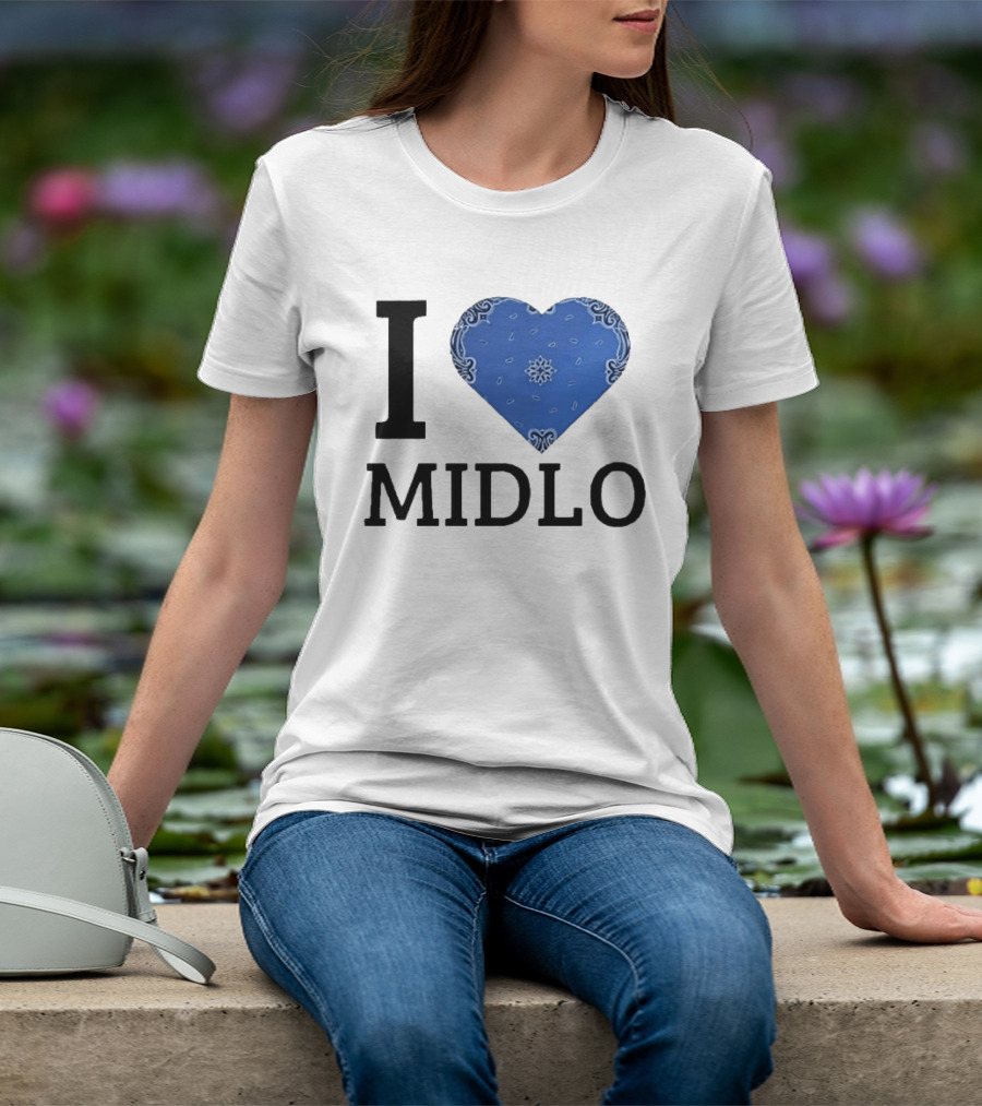 Midlo Love I Heart Blue Bandana T-Shirt