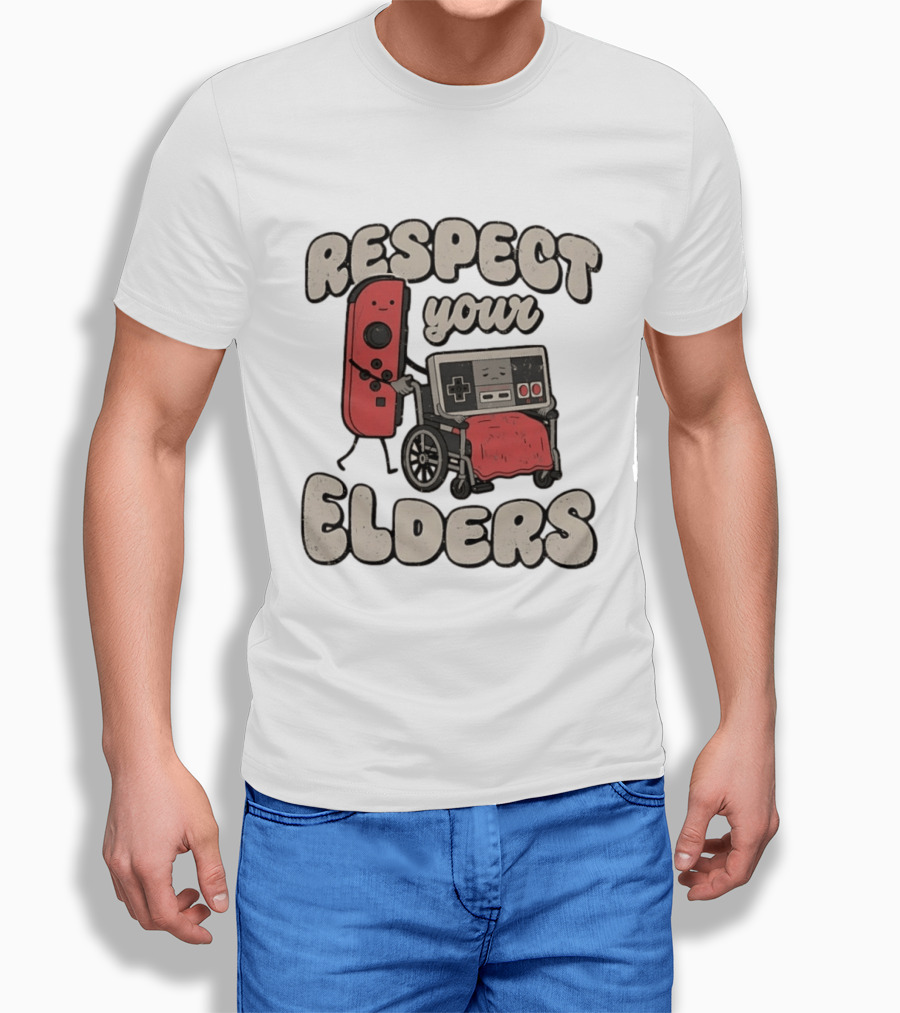 Respect Your Elders Retro Game Console Humor T-Shirt