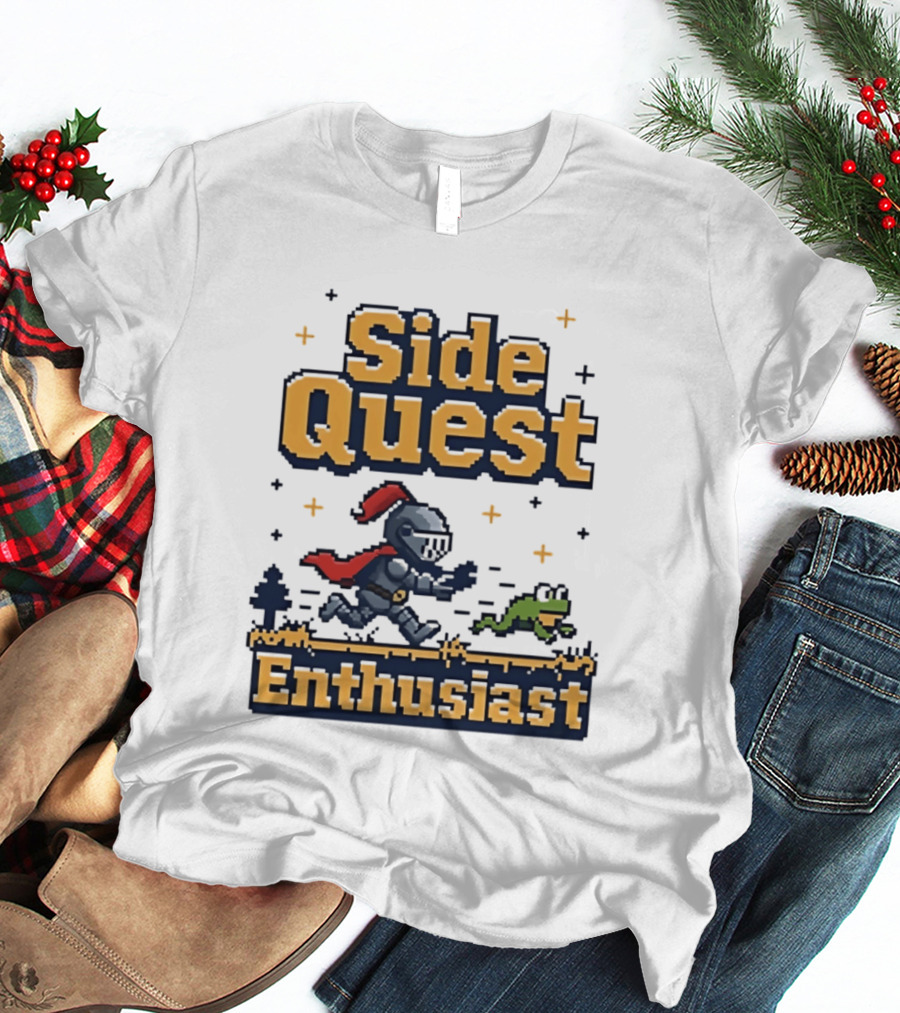 Side Quest Enthusiast Knight Chasing Frog Adventure T-Shirt