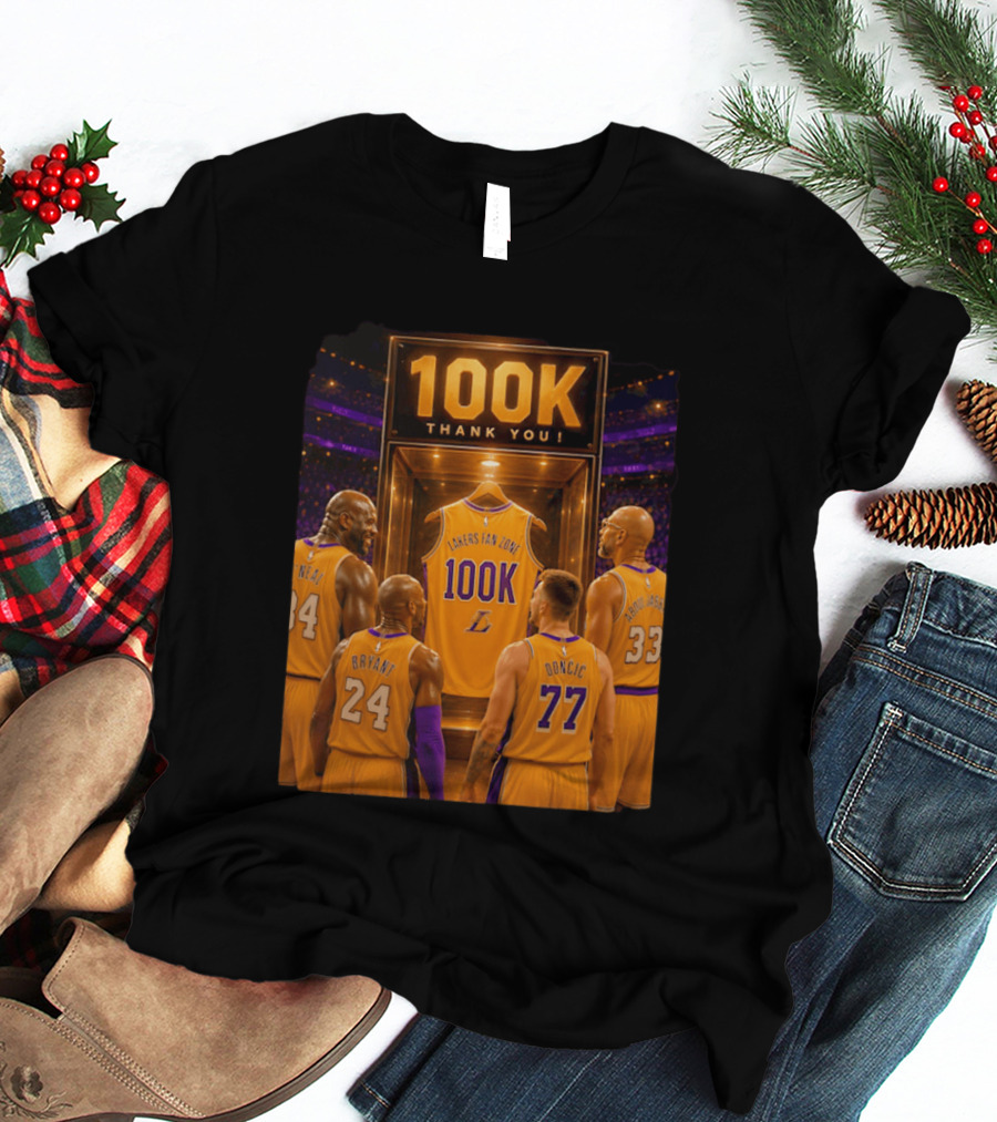 100K Thank You Lakers Fan Zone Players Shaq Kobe Abdul Jabbar T-Shirt