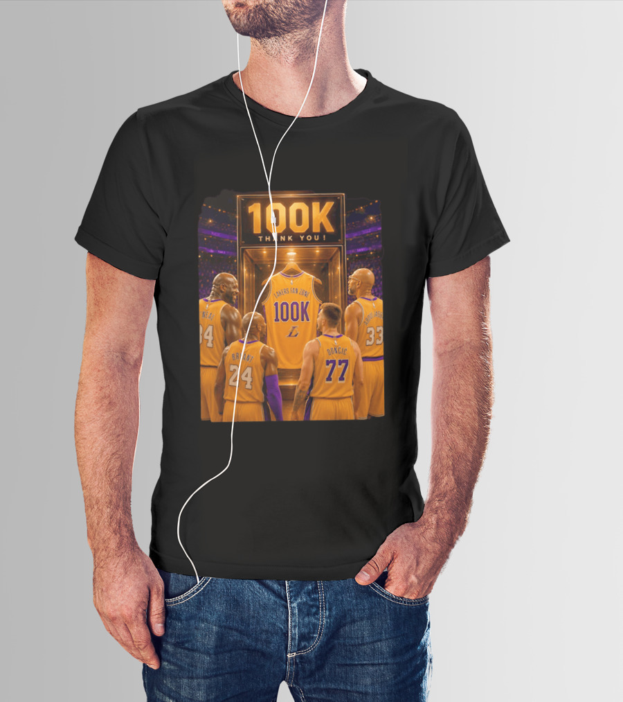 100K Thank You Lakers Fan Zone Players Shaq Kobe Abdul Jabbar T-Shirt