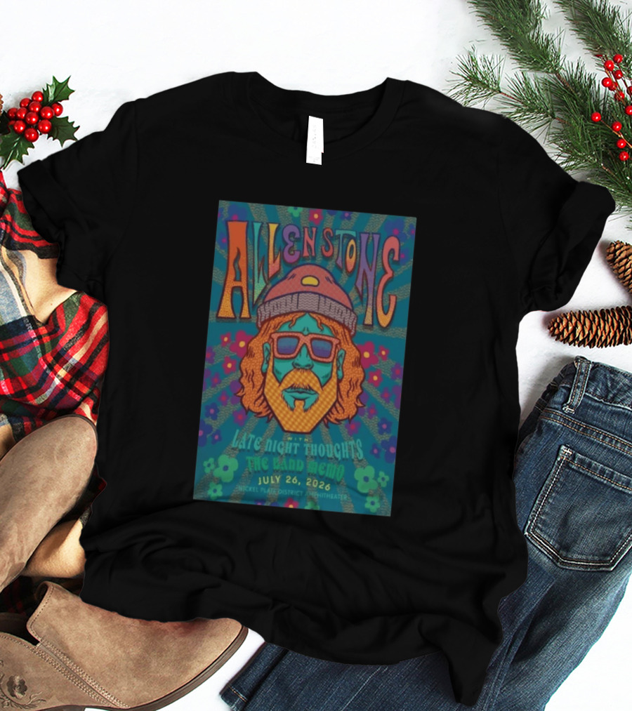 Allen Stone Fishers Indiana Late Night Thoughts The Band Memo July 26 2026 Nickel Plate District Amphitheater T-Shirt