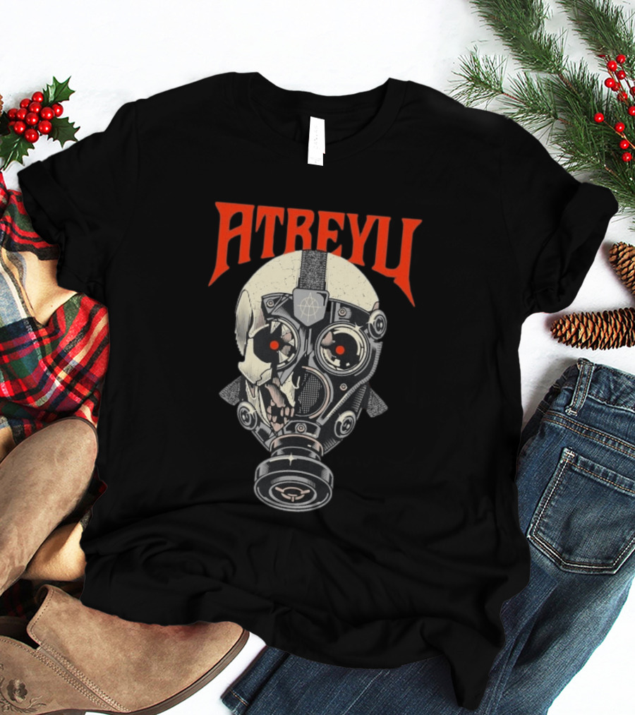 Atreyu Skull Gas Mask With Red Eyes T-Shirt
