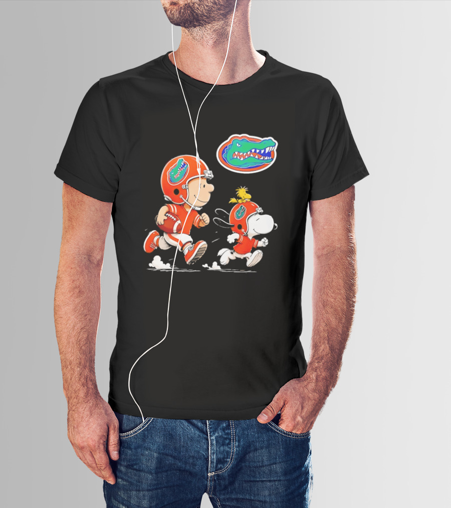 Charlie Brown Snoopy Florida Gators Football Running Kids T-Shirt