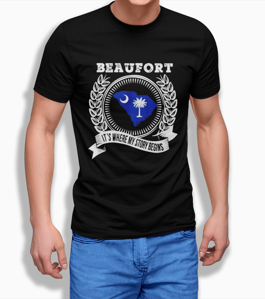 Beaufort South Carolina It's Where My Story Begins Crescent Moon Palmetto State T-Shirt