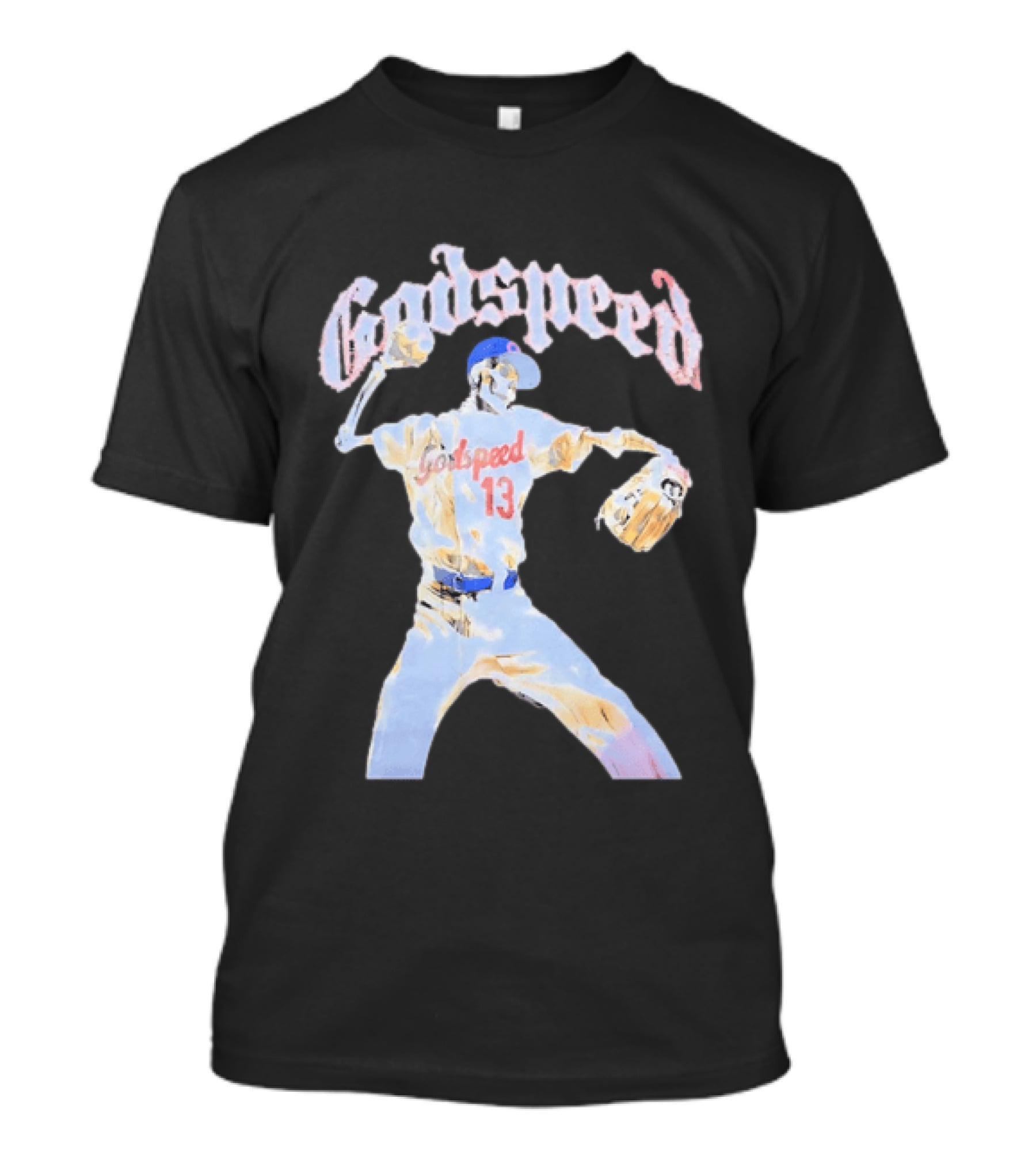 Godspeed Skeleton 13 Pitching Baseball Chicago Cubs T-Shirt