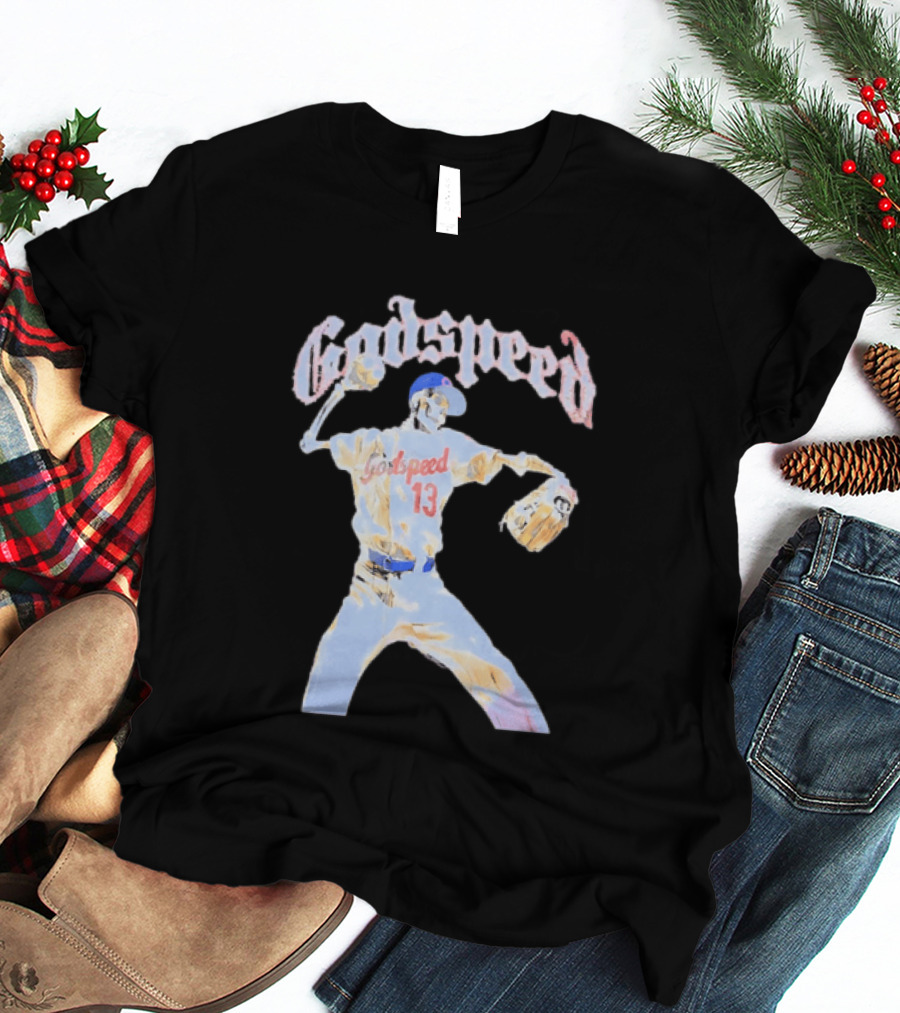 Godspeed Skeleton 13 Pitching Baseball Chicago Cubs T-Shirt
