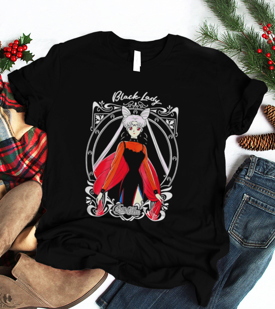 Black Lady Sailor Moon Anime Character Art Nouveau T-Shirt