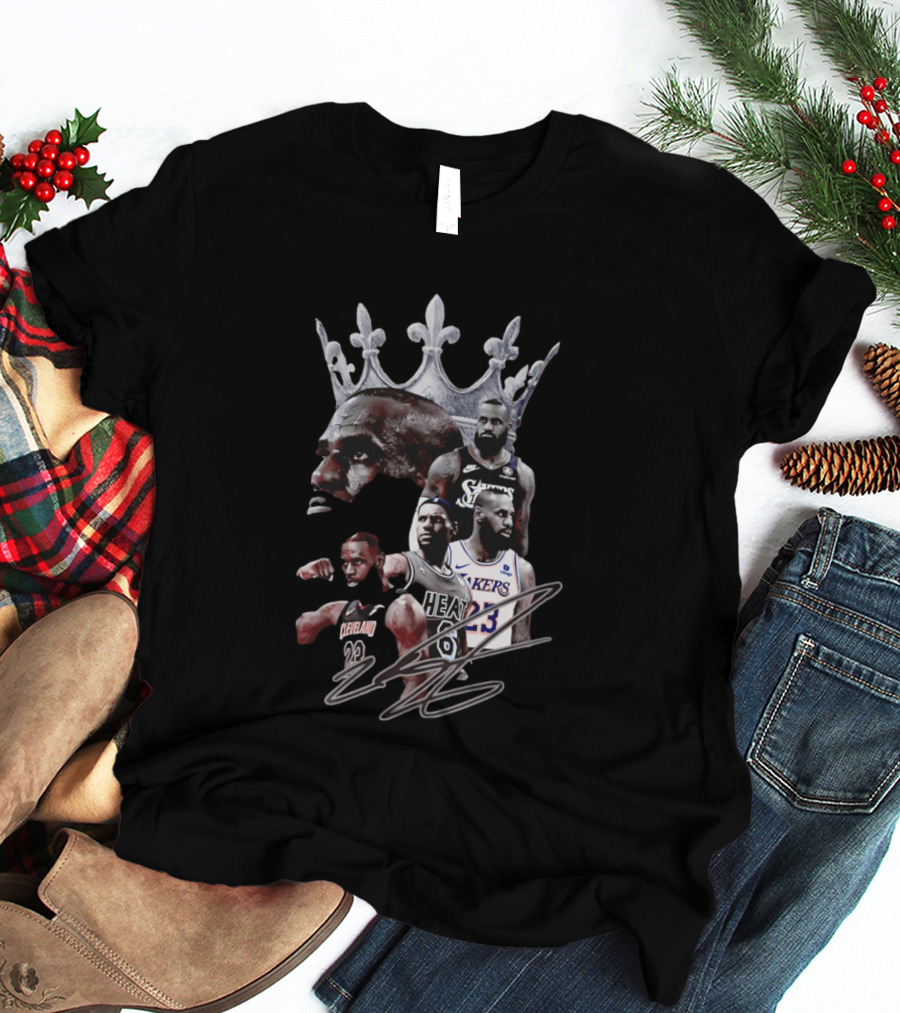 Lebron James Crown Collage Cleveland Miami Lakers Philadelphia 76ers T-Shirt