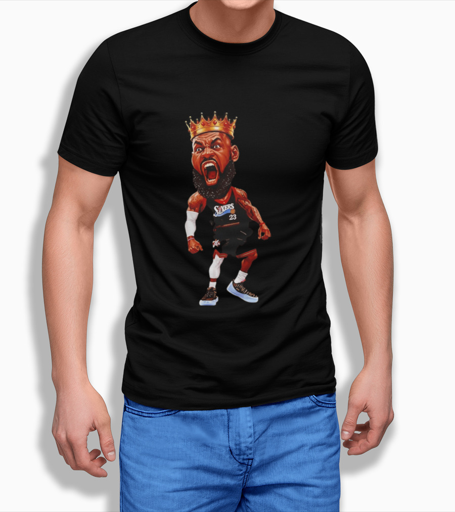 LeBron James Philadelphia 76ers King Caricature 23 Sixers T-Shirt