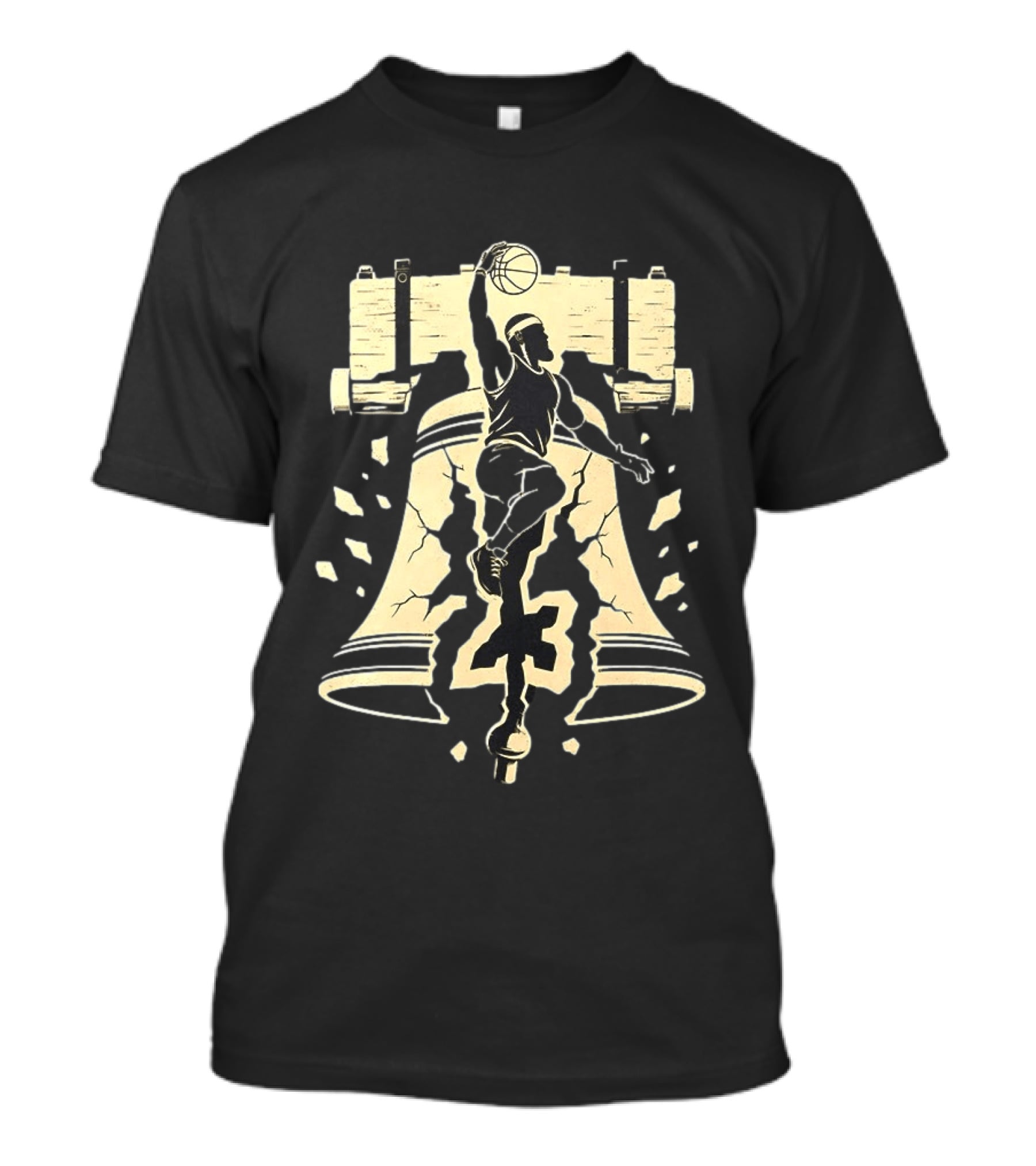 LeBron James Slam Dunk Philadelphia 76ers Liberty Bell Crack NBA 23 T-Shirt