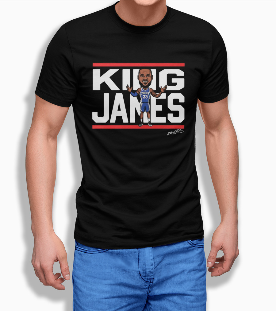 Philadelphia 76ers LeBron James 23 NBA King James Caricature T-Shirt