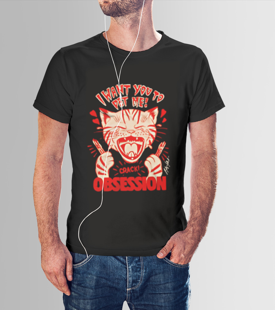 I Want You To Pet Me Crack Obsession Cat With Playful Hearts T-Shirt