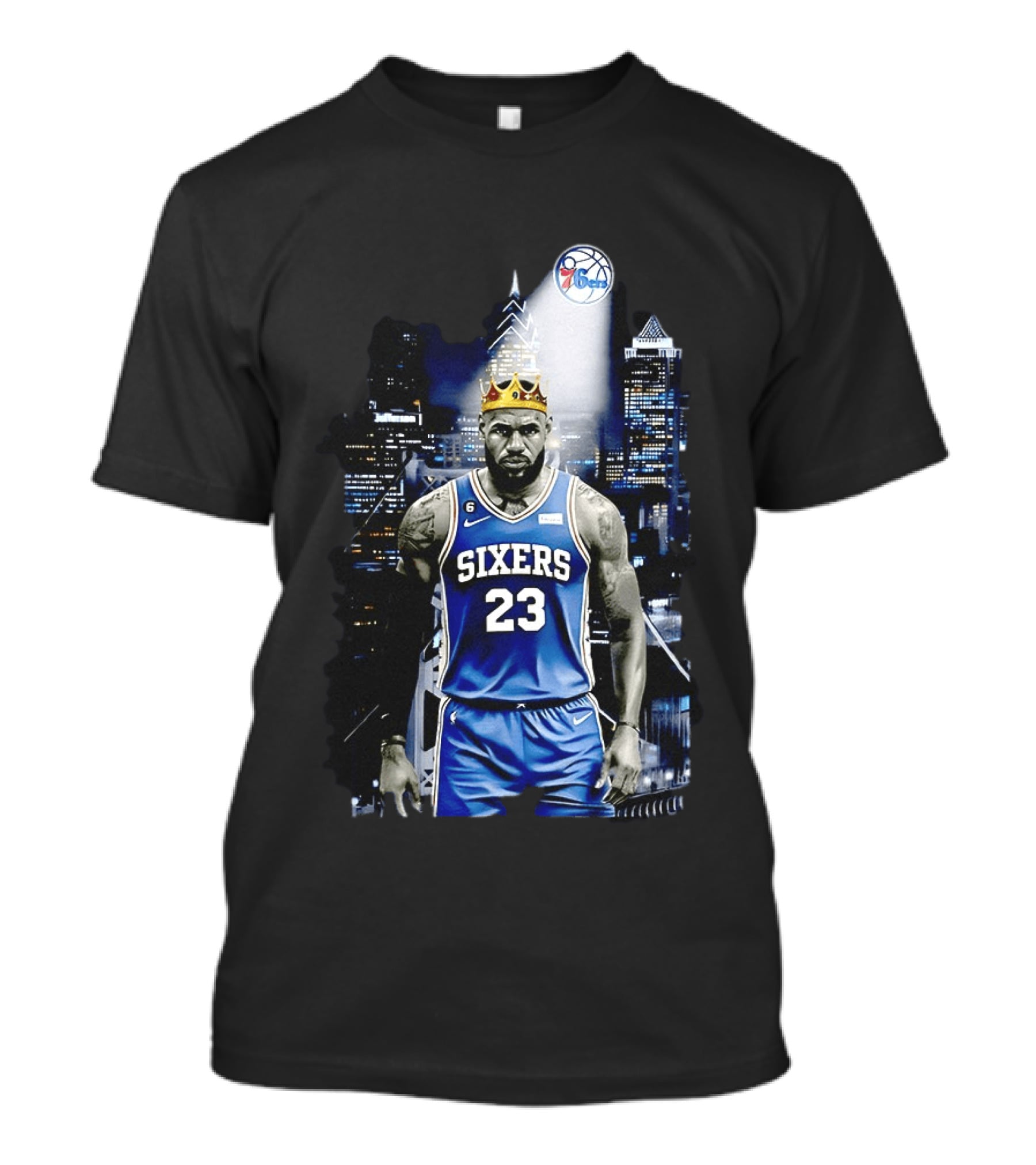 Philadelphia 76ers LeBron James NBA Sixers 23 Jersey With Crown And City T-Shirt