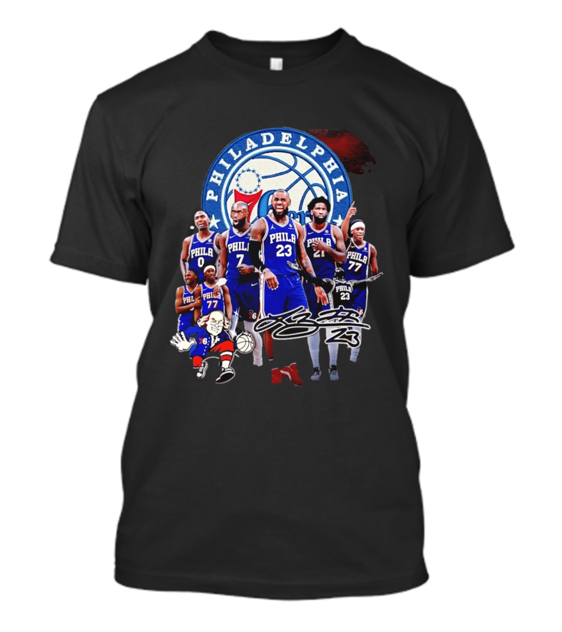 Philadelphia 76ers LeBron James 23 Phila Basketball Team Collage T-Shirt