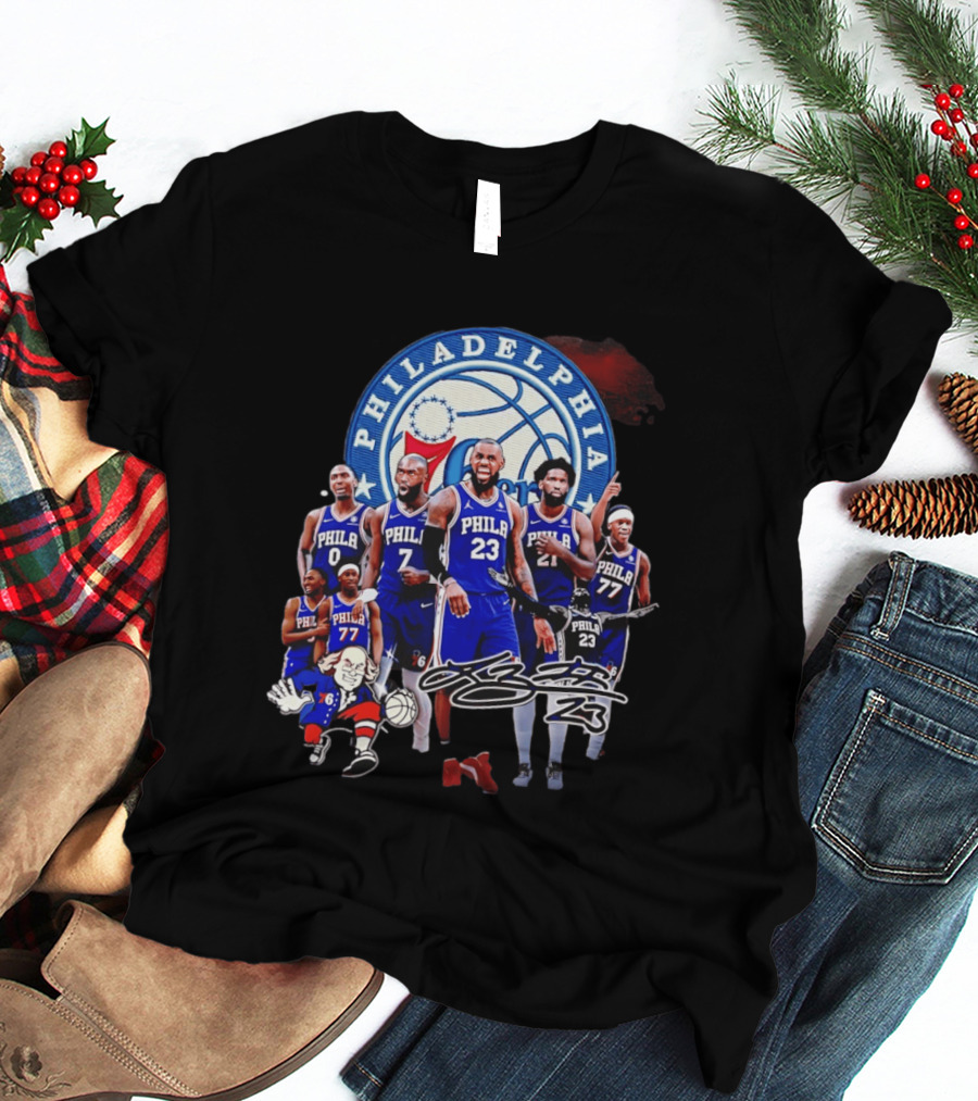Philadelphia 76ers LeBron James 23 Phila Basketball Team Collage T-Shirt